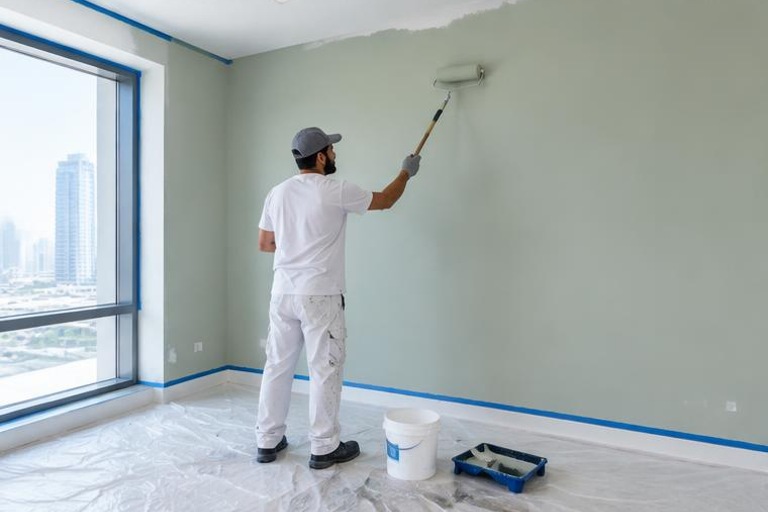 Interior repainting and finish restoration